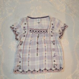 Knox Rose Lavender and Cream Embroidered Blouse